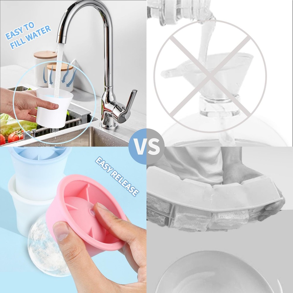 6 PCS Silicone Sphere Ice Mold Maker Easy Release Stackable Circle Ice Cube