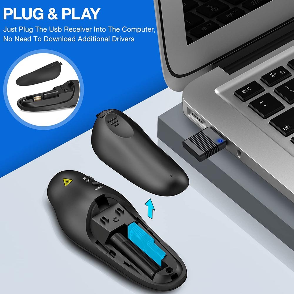 Long-Lasting High-Performance Functional Quick-Connect Wireless Presenter Remote