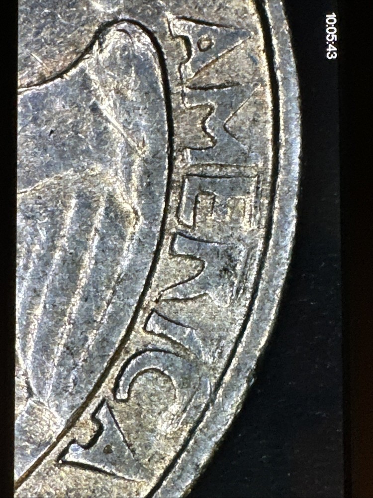 1984 P Quarter Reverse Major Grease Strike Through Error, Slightly Tilted