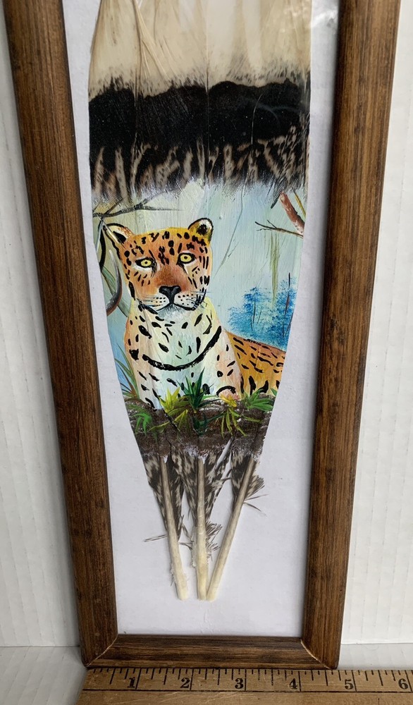 Cheetah On Bird Feather Art Hand Painted