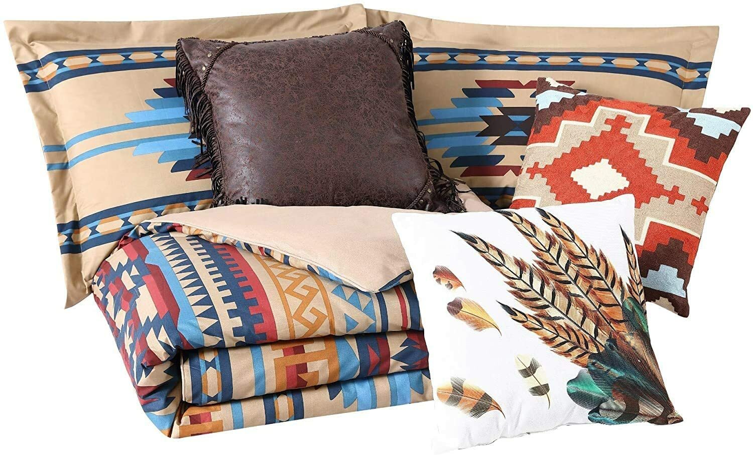 Chezmoi Collection 7-Piece Southwestern Geometric Tribal Printed Comforter Set