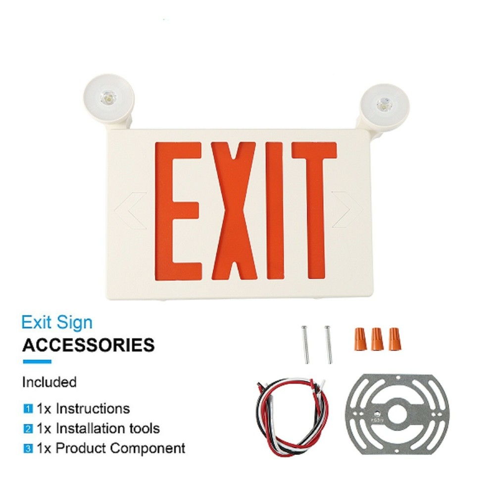 8 Pack Red LED Exit Sign&Emergency Lights Battery Backup Exit Sign Buniess Set