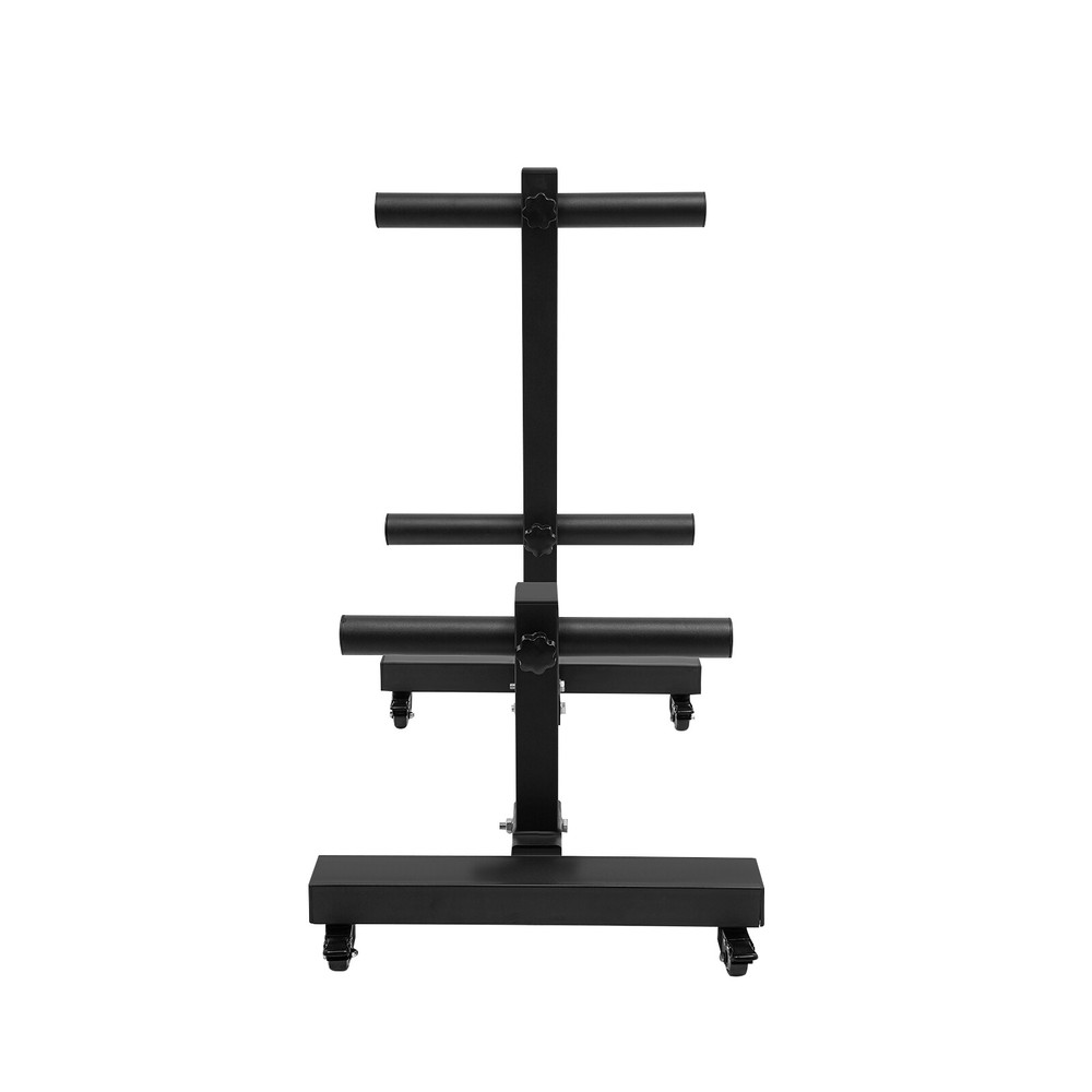 Durable Weight Plate Rack Tree with Universal Wheels for Easy Storage