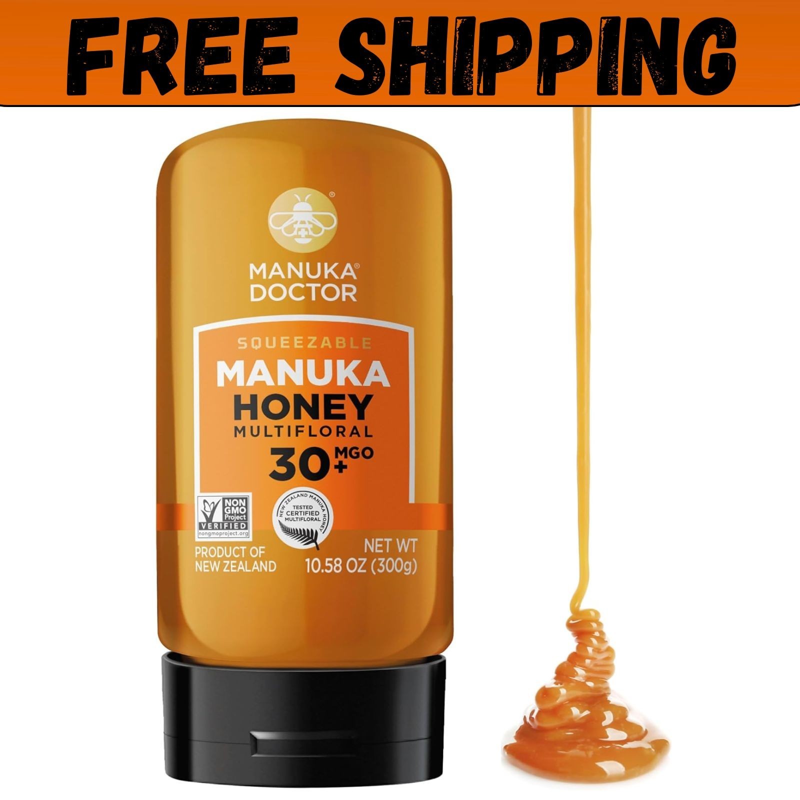 MANUKA DOCTOR - Raw Manuka Honey MGO 30+ SQUEEZY, 100% Pure New Zealand Honey. C