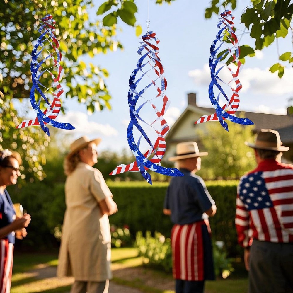 6 American Flag Reflective Garden Spinners - Effective Bird Deterrent Solution