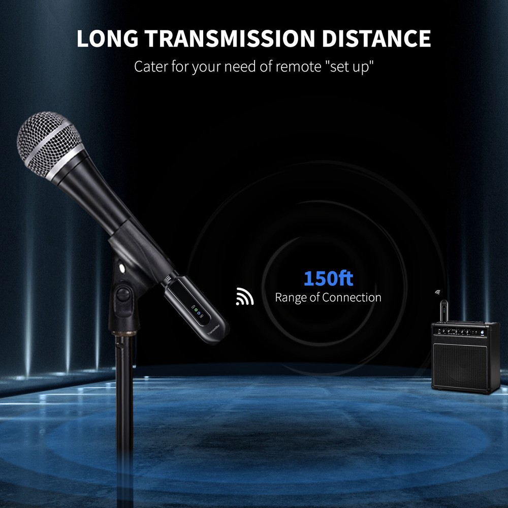 XLR Wireless Microphone System Mic Transmitter Receiver Mic Adapter Rechargeable