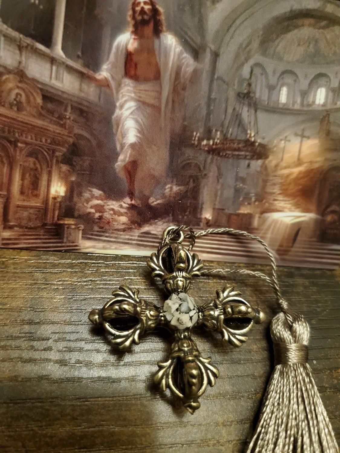 Tomb of Jesus Prayer Medallion with Stone From Tomb of Jesus Holy Sepulchre