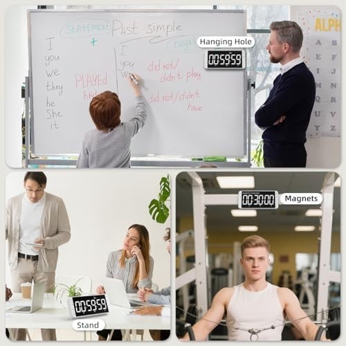 7.8'' Extra Large LED Kitchen Timer: 99H Countdown Countup with 3 White