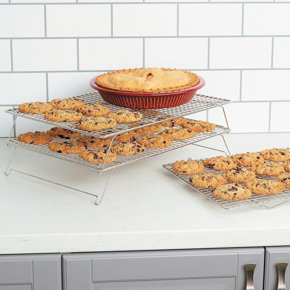 304 Grade Stainless Steel Baking Rack 3-Tier Stackable Cooling Rack Set