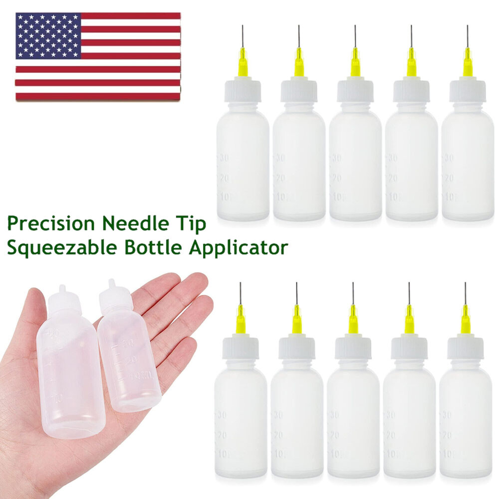 10PCS 30ml Quality Empty Needle Tip Squeezable LDPE Plastic Bottles - WHITE CAP