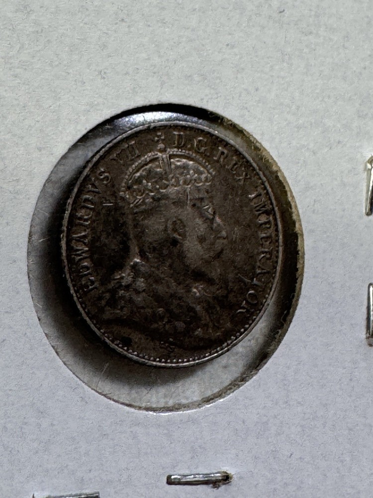 1906 Canada 5 Cents Small Silver Coin Cleaned
