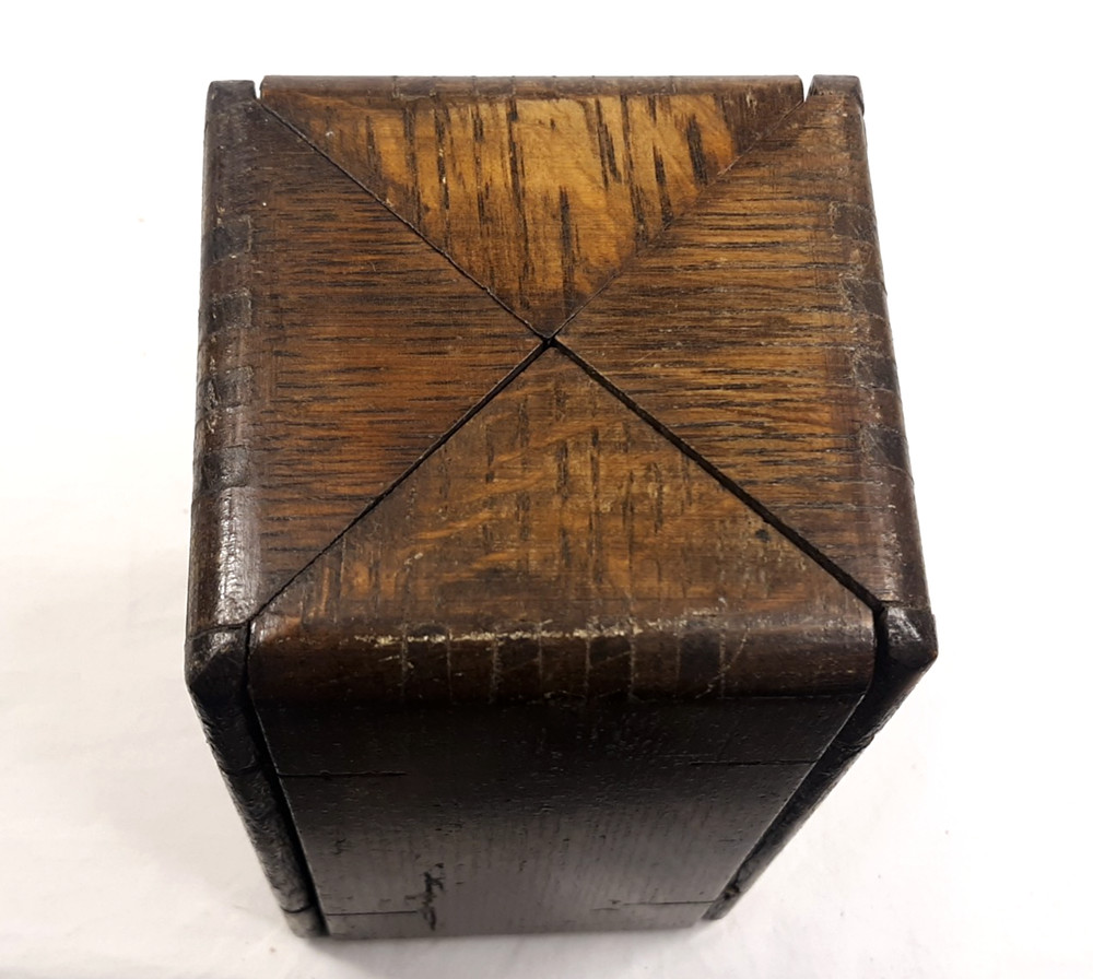 1889 Singer Sewing Machine Oak Folding Box with Some Attachments