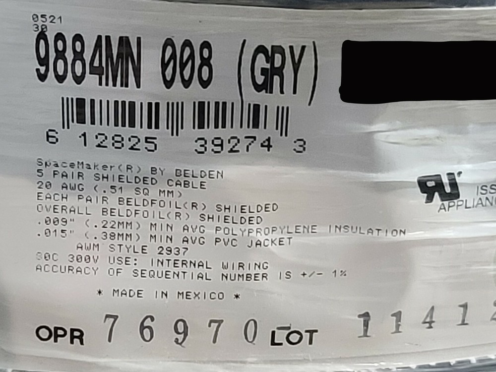 Belden 9884MN 20/5P SpaceMaker SPOS Shielded Control/Instrumentation Cable /10ft