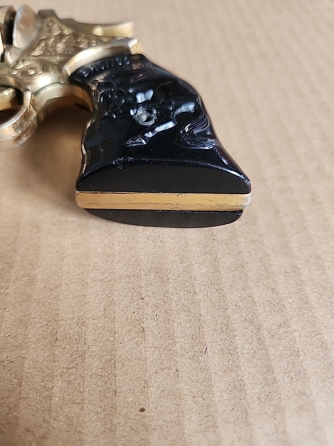 VINTAGE KILGORE BRONCO GOLD PLATED CAP GUN WITH BLACK GRIPS - 1950's WORKING