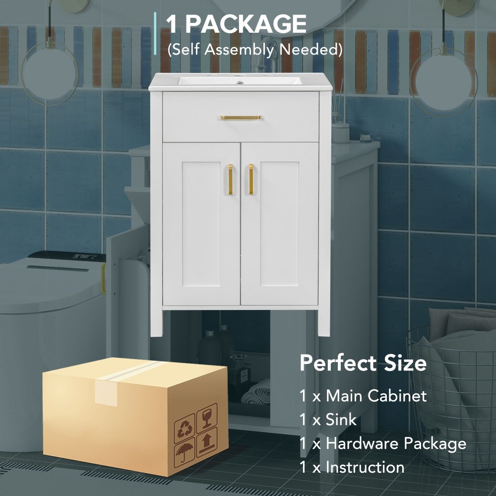 Bathroom Vanity Combo W Ceramic Sink Luxurious Space-Saving Vanity