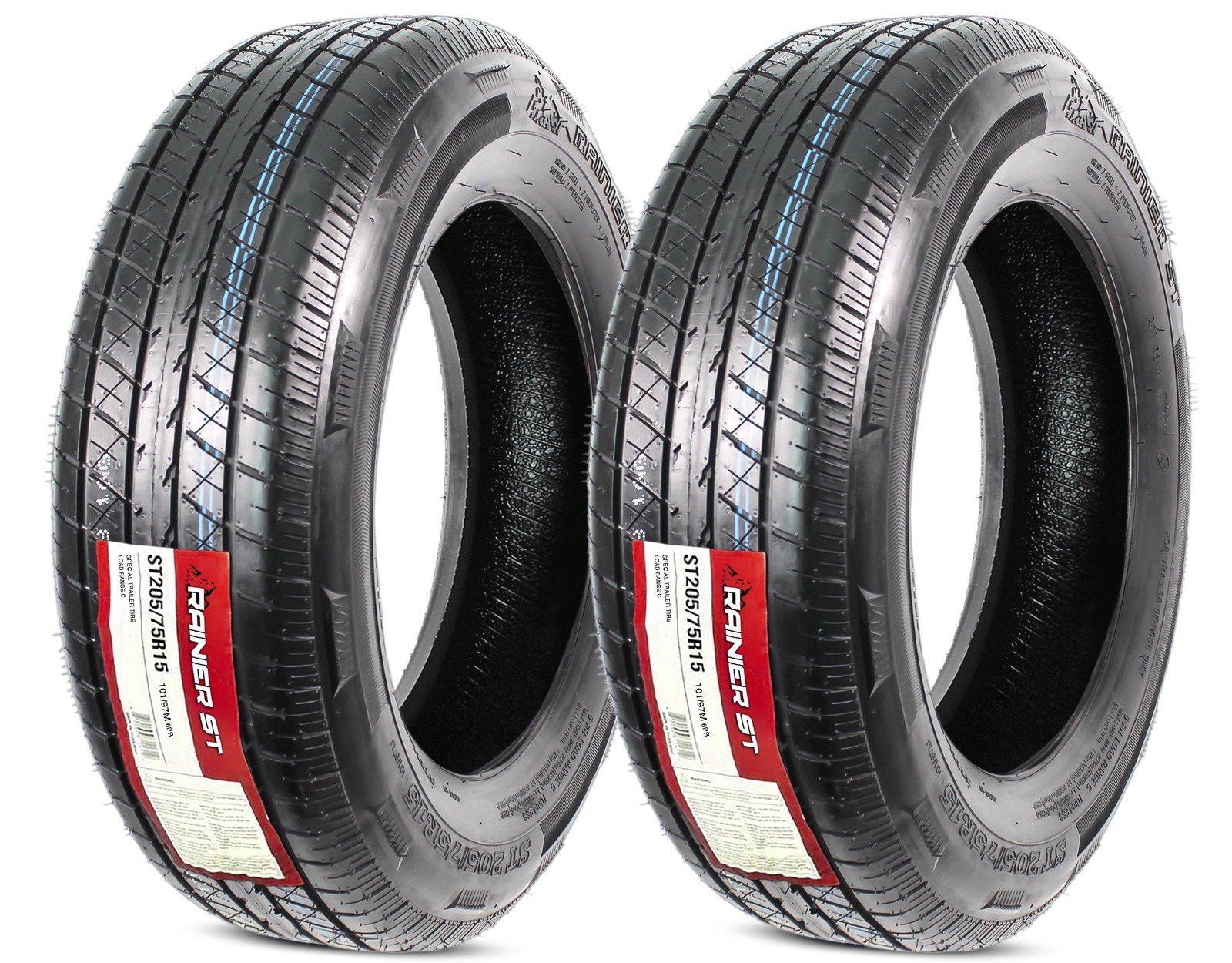 2-Pk ST205/75R15 DEEP TREAD Steel Belted Radial Trailer Tire LRC 1820 Lbs.