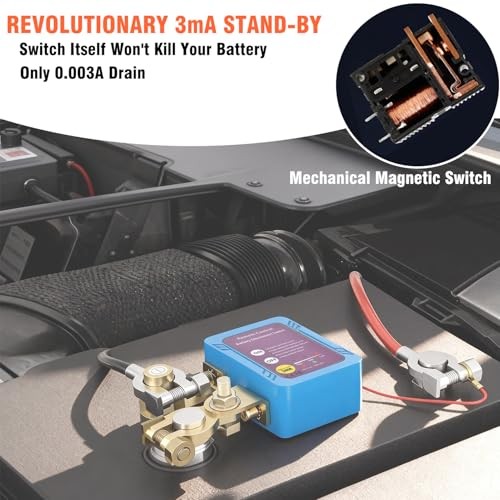 Remote Battery Disconnect Switch 12V, 240A Smart Voltage Sensitive Car Kill