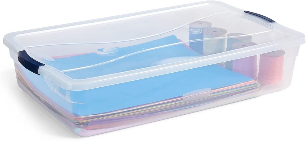 4pcs 42 Quart Stackable Plastic Storage Bin with Snap-Tight Lid
