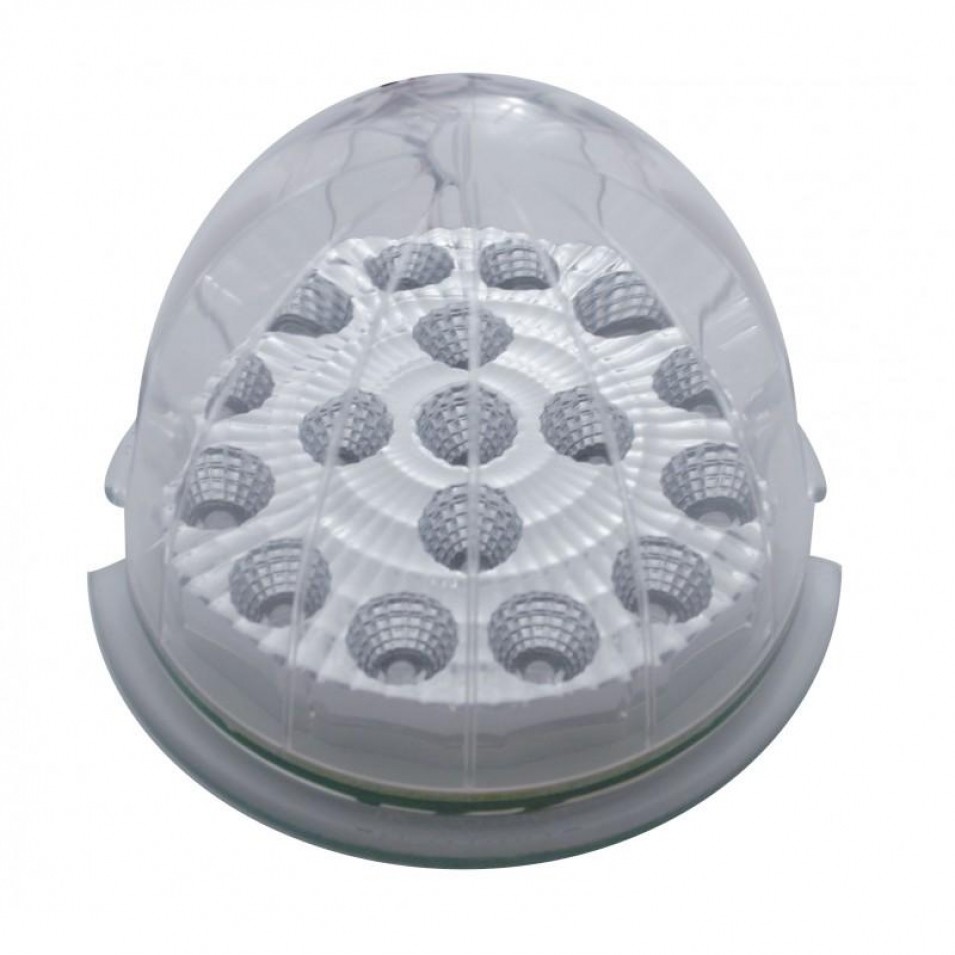 17 LED Dual Function Cab Light w/ Reflective Inner Housing - Red LED/Clear Lens