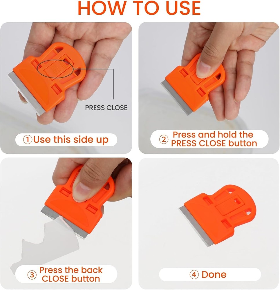 2 Pack Razor Blade Scraper Plastic Razor Blade Scraper Scraper Tool with Extra 1