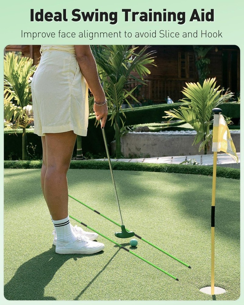 GreenHaven 2 Pack Golf Alignment Sticks 48 Inch Collapsible Golf Alignment Pr...