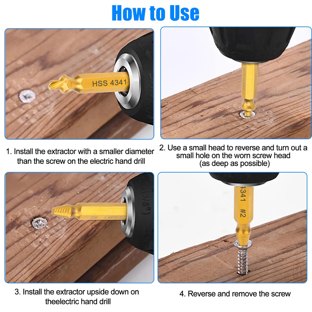 12pcs Fast Damaged Screw Extractor Speed Out Drill Bits Tool Broken Bolt Remover