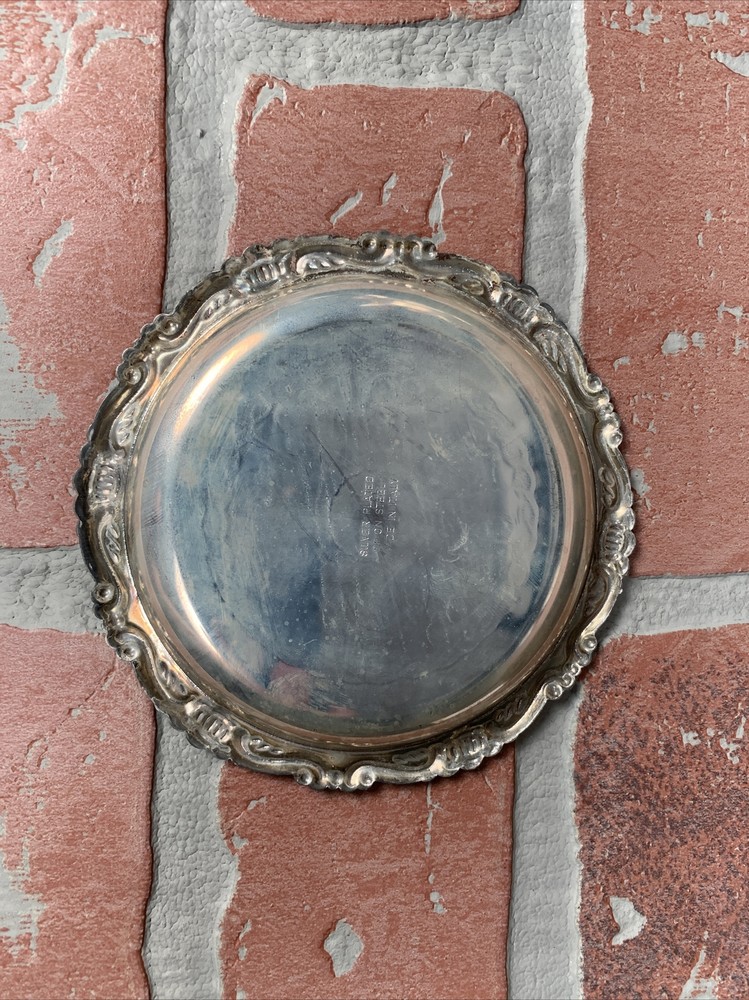 Silver Plated Trinket Dish/Ash Tray/Coaster, Etched, 4", Made In Italy