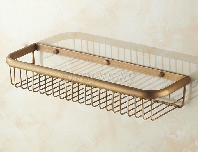 45cm Antique Brass Bathroom Accessory Shower Shelf Storage Basket Holder wba031