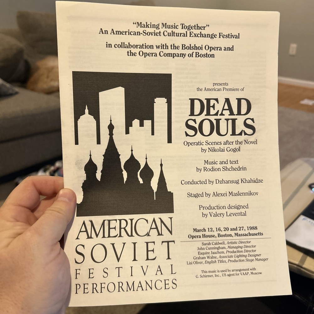 Rodion Shchedrin Dead Souls Original Moscow Opera Script 1980 Two Scripts & More