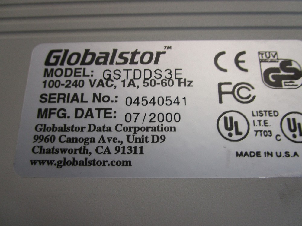 Globalstor Model: GSTDDS3E External SCSI DDS3 Tape Drive