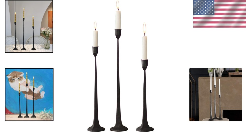 Sturdy Black Candle Holders Set - Wedding Decor