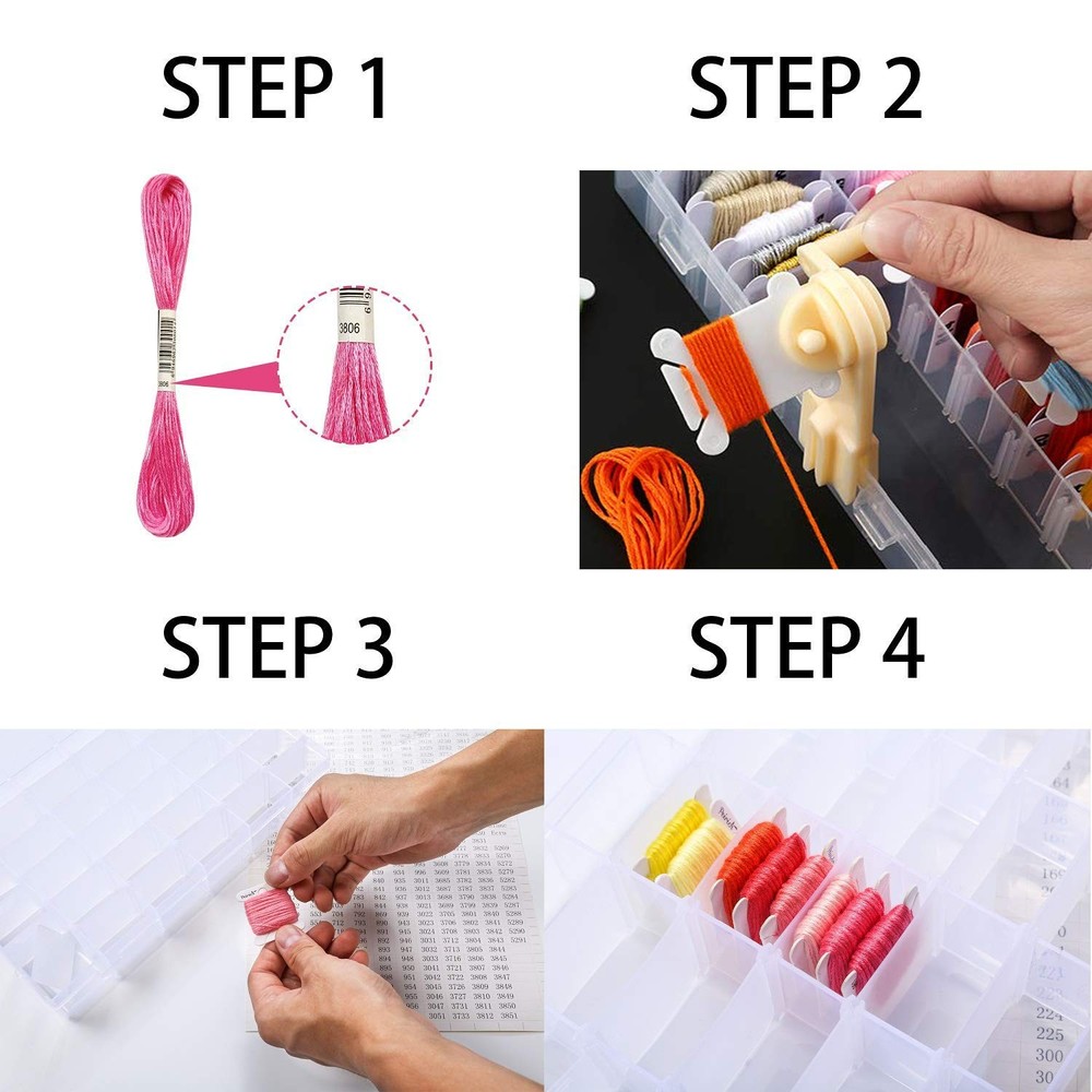 Embroidery Floss Organizer Box Tools - Bobbin Winder, 1 Removable 36 Compartm...