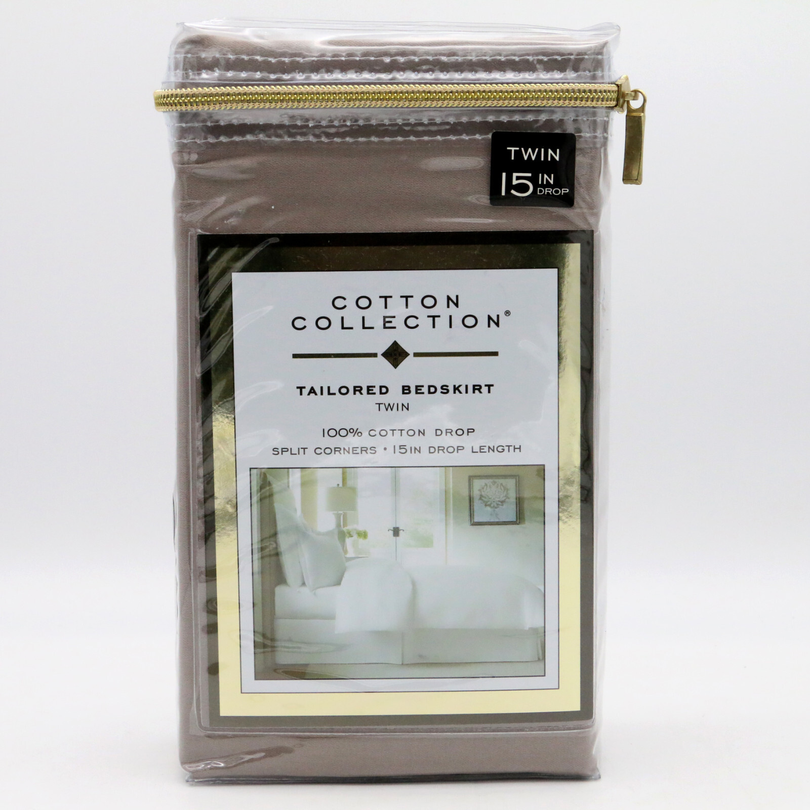 Levinsohn Cotton Collection Silver Solid Twin 15 in Drop Tailored Bedskirt NEW