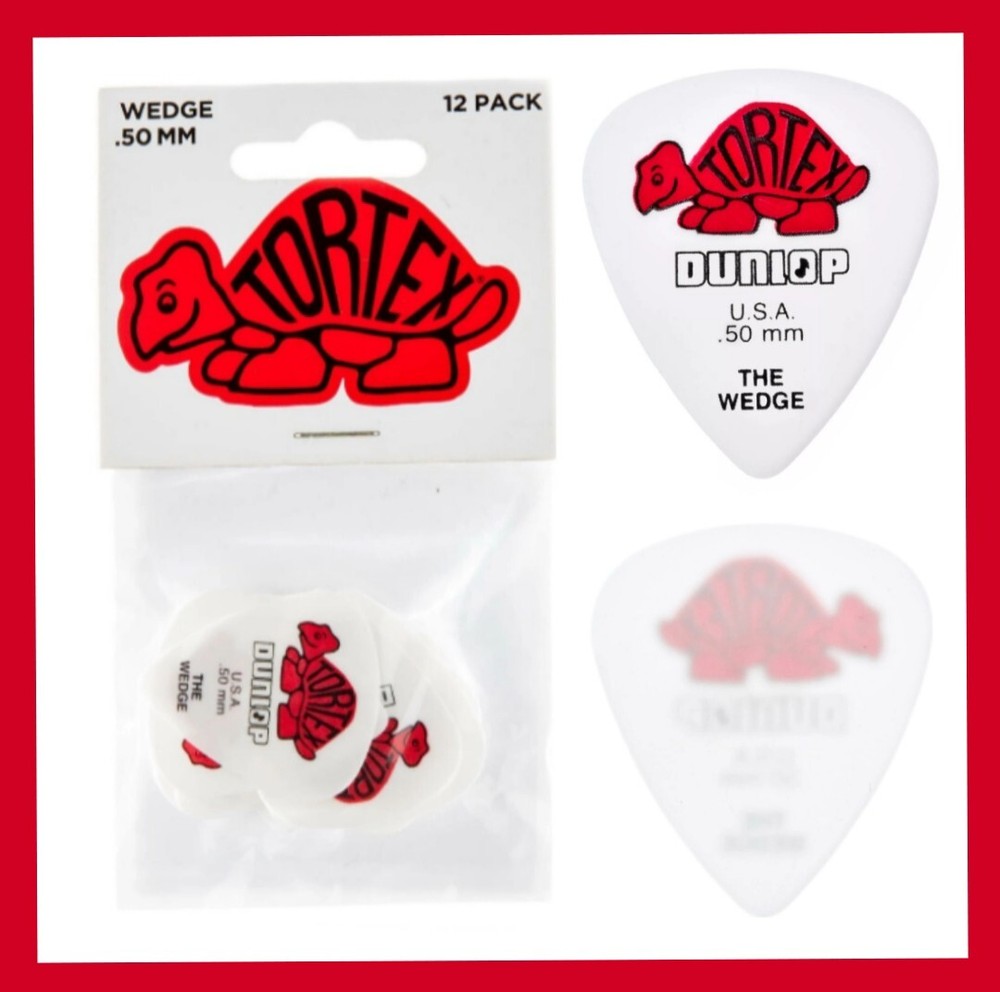 Dunlop Tortex Wedge Guitar Picks  1 Dozen,  Red,  .50mm