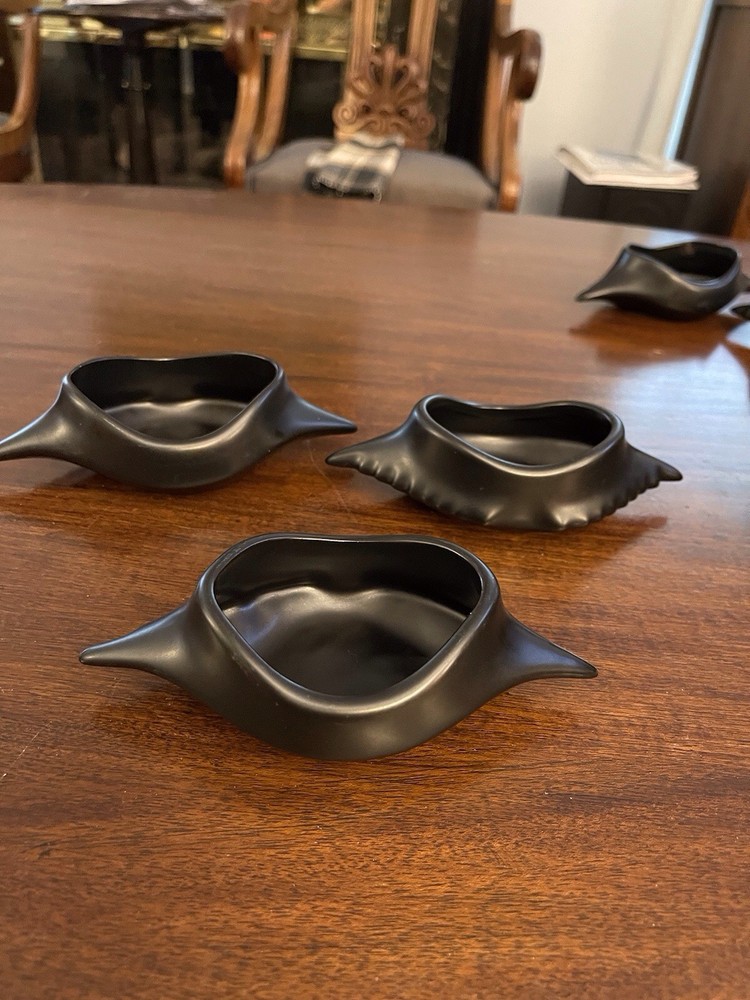 TenVintage Hall Ceramic Black Deviled Crab Dish, Elegant Appetizer Serving Dish￼
