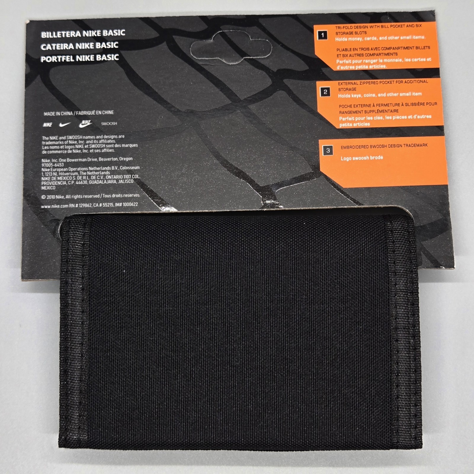 Nike Basic Black Wallet Swoosh Logo Zipper NEW