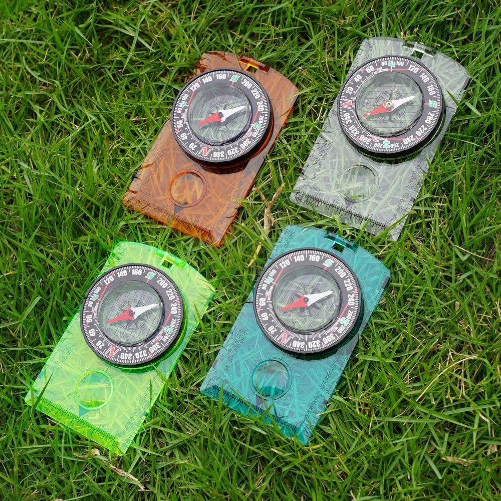 Multifunctional Outdoor Compass with Adjustable Declination and Ruler - 4 Pack