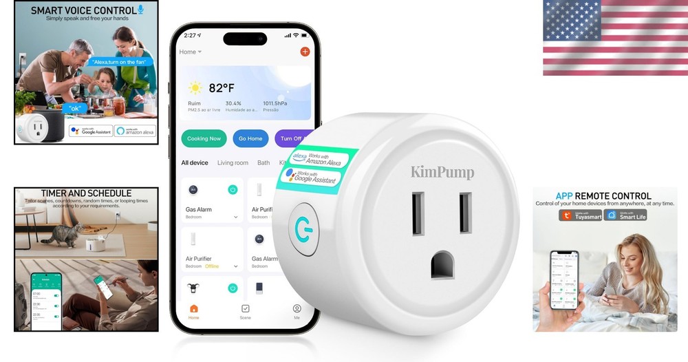 Energy-Saving WiFi Smart Outlet with Timer & Schedule - For Alexa & Google Home