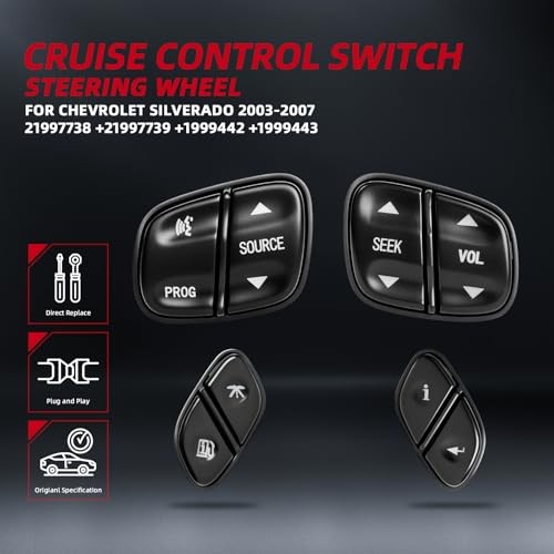 Steering Wheel Control Switch Button Replacement Fit for 2003-2009 Silverado