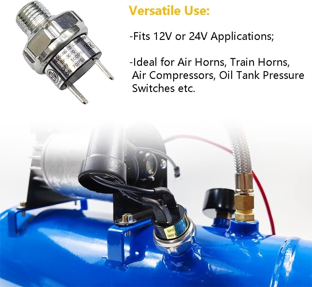 Durable 1/4" NPT Air Compressor Pressure Switch - Automatic Operation, 2 Pack