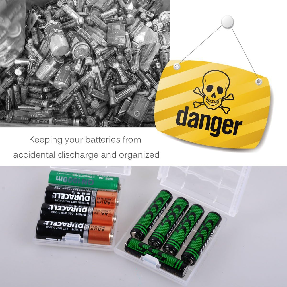 12 Pcs AA/AAA Battery Storage Case Holder Box, Clear Color