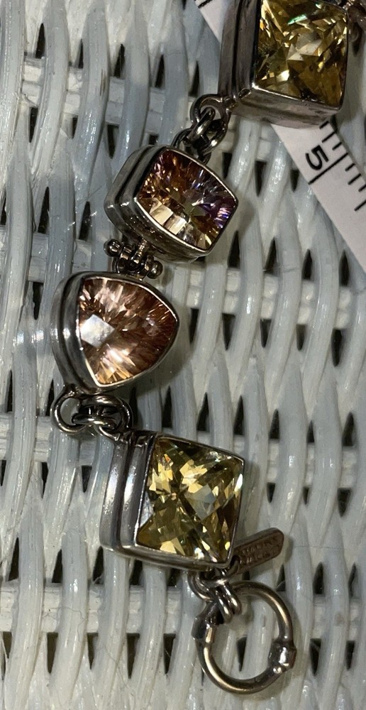 Sarda Multi Quartz Sterling Silver Toggle Bracelet 7.25"