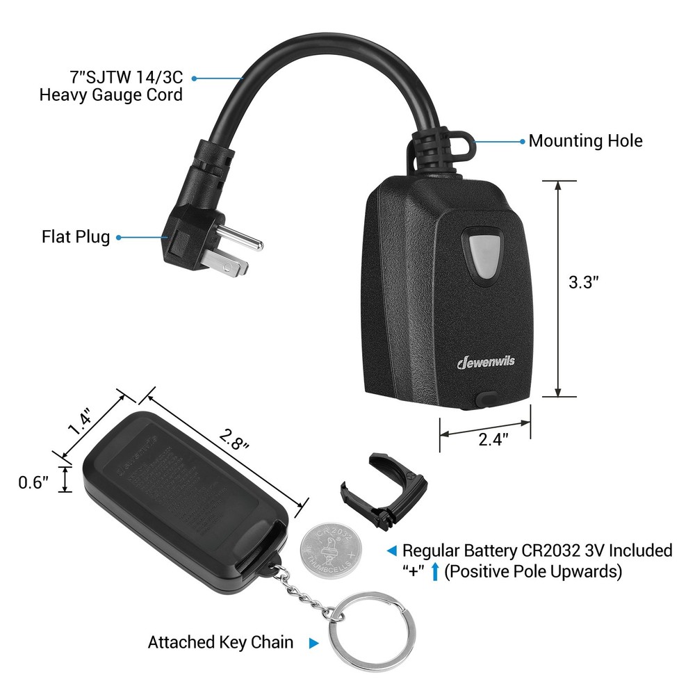 DEWENWILS Wireless Remote Control Electrical Outlet Switch Outdoor Indoor