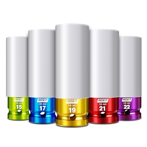 1/2" Drive Impact Lug Nut Socket Set, 5 Pieces Non-Marring Thin Wall Wheel