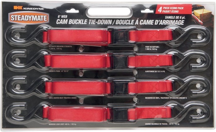 Steadymate 1" x 6' Tie Downs w/Cam Buckles Red (15532)