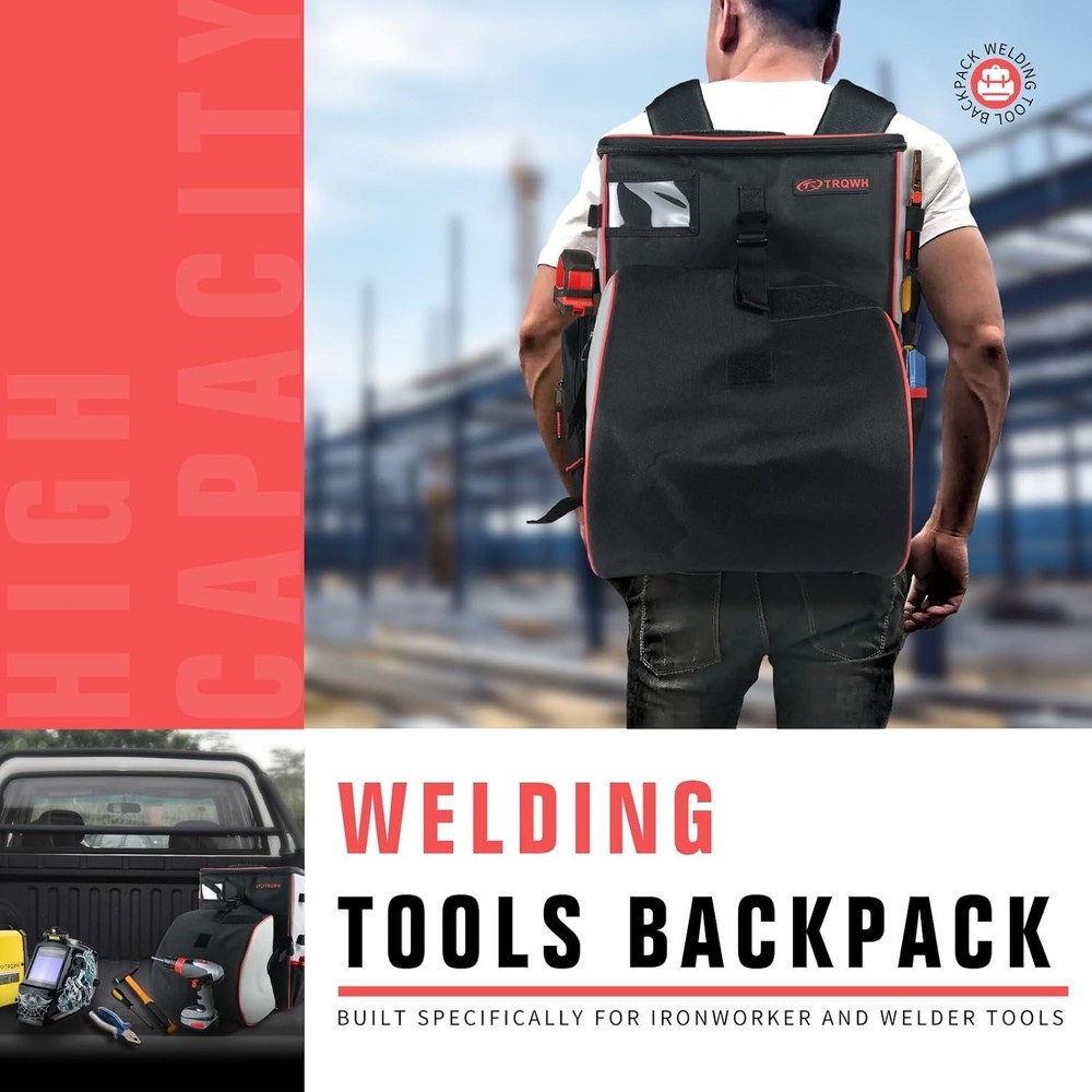 Welding Backpack for Men Waterproof Reinforced Bottom Large Capacity