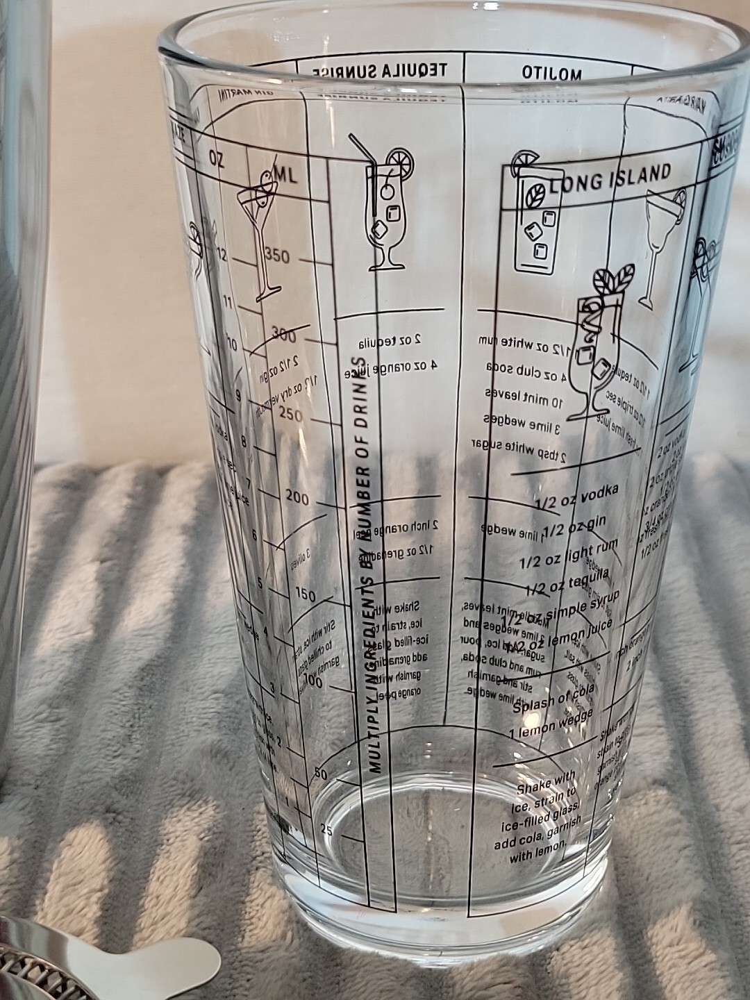 3 pc BOSTON COCKTAIL SHAKER Bar KIT Panattoni Mixing Glass, Strainer Barware