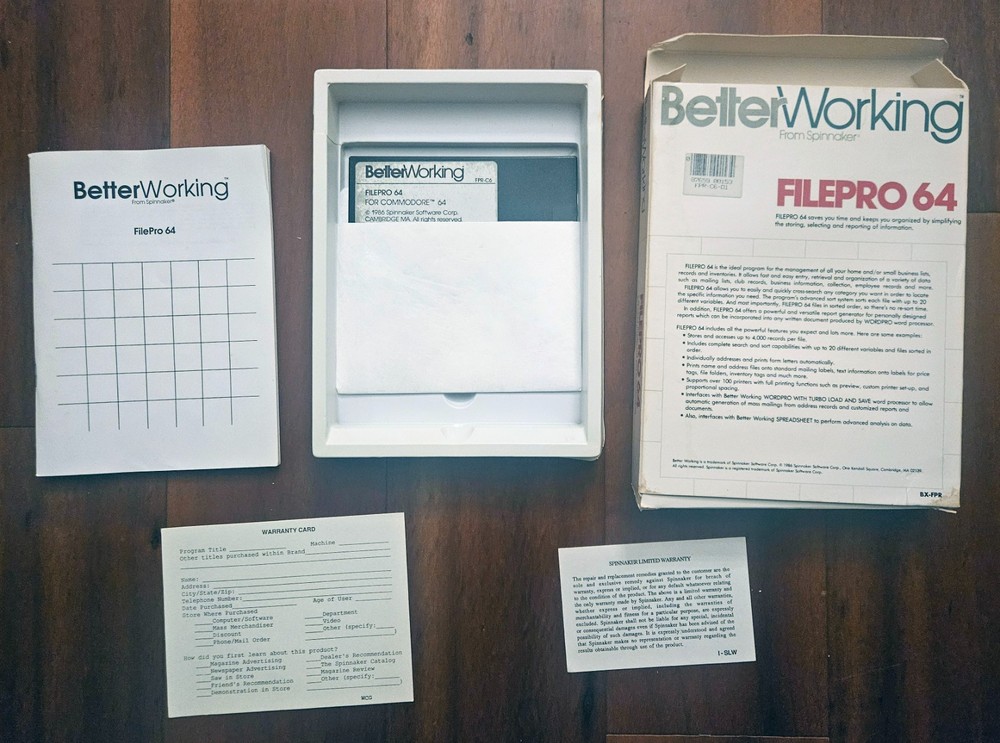 Better Working Spreadsheet Software by Spinnaker Commodore 64/128, Untested