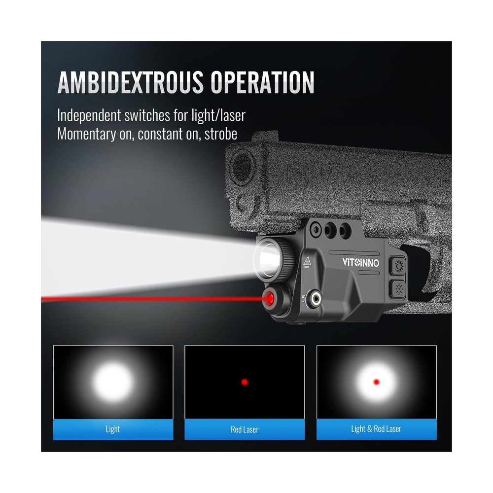 700 Lumens Red Laser Light Combo, Slidable Tactical Flashlight Comp... Fast Ship