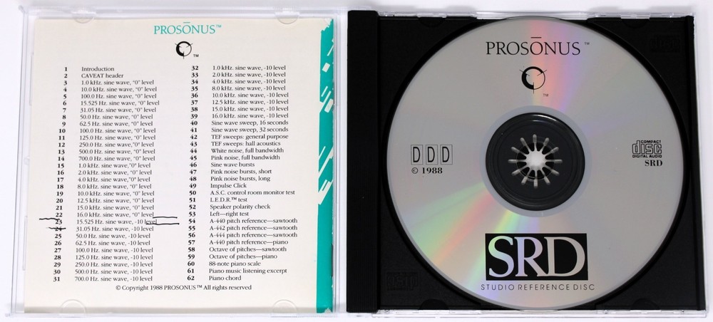 Prosonus Studio SRD Reference Disc CD 1988
